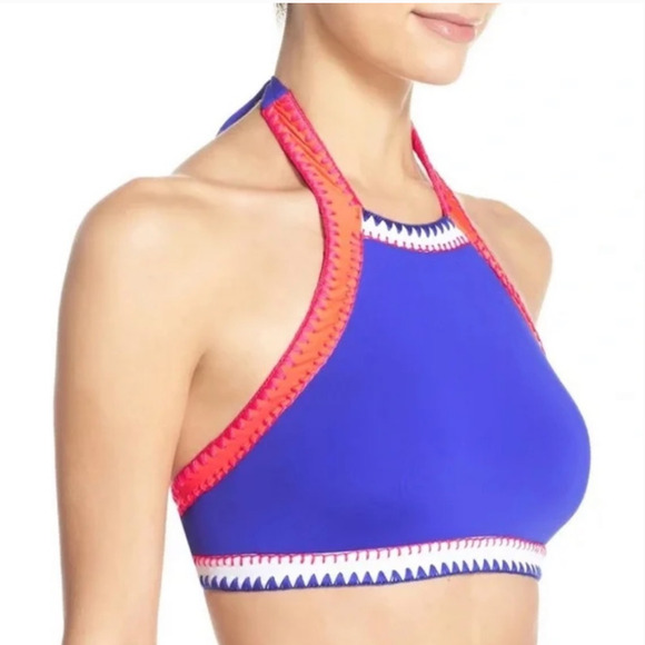 SEAFOLLY 'Summer Vibe' High Neck Halter Bikini Top Size 8 - Picture 2 of 10